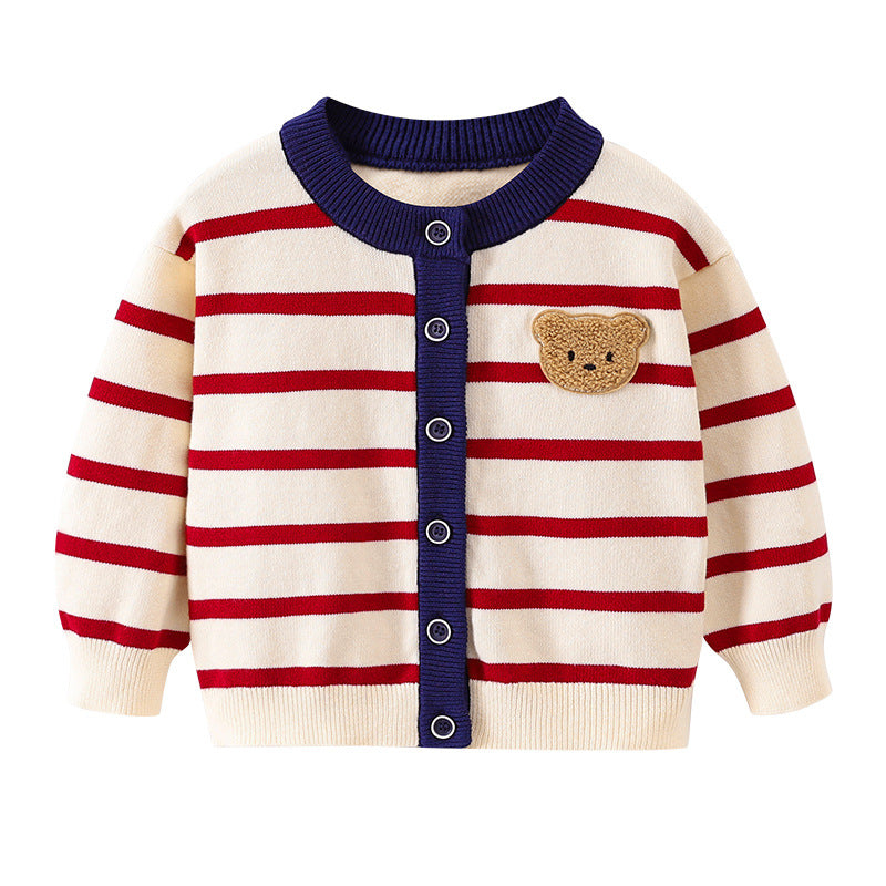 Baby Toddler Striped Cotton Fashion Knit Cardigan