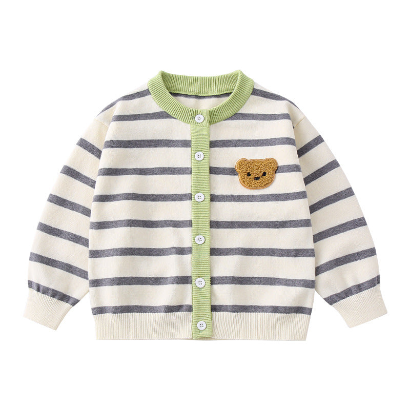 Baby Toddler Striped Cotton Fashion Knit Cardigan